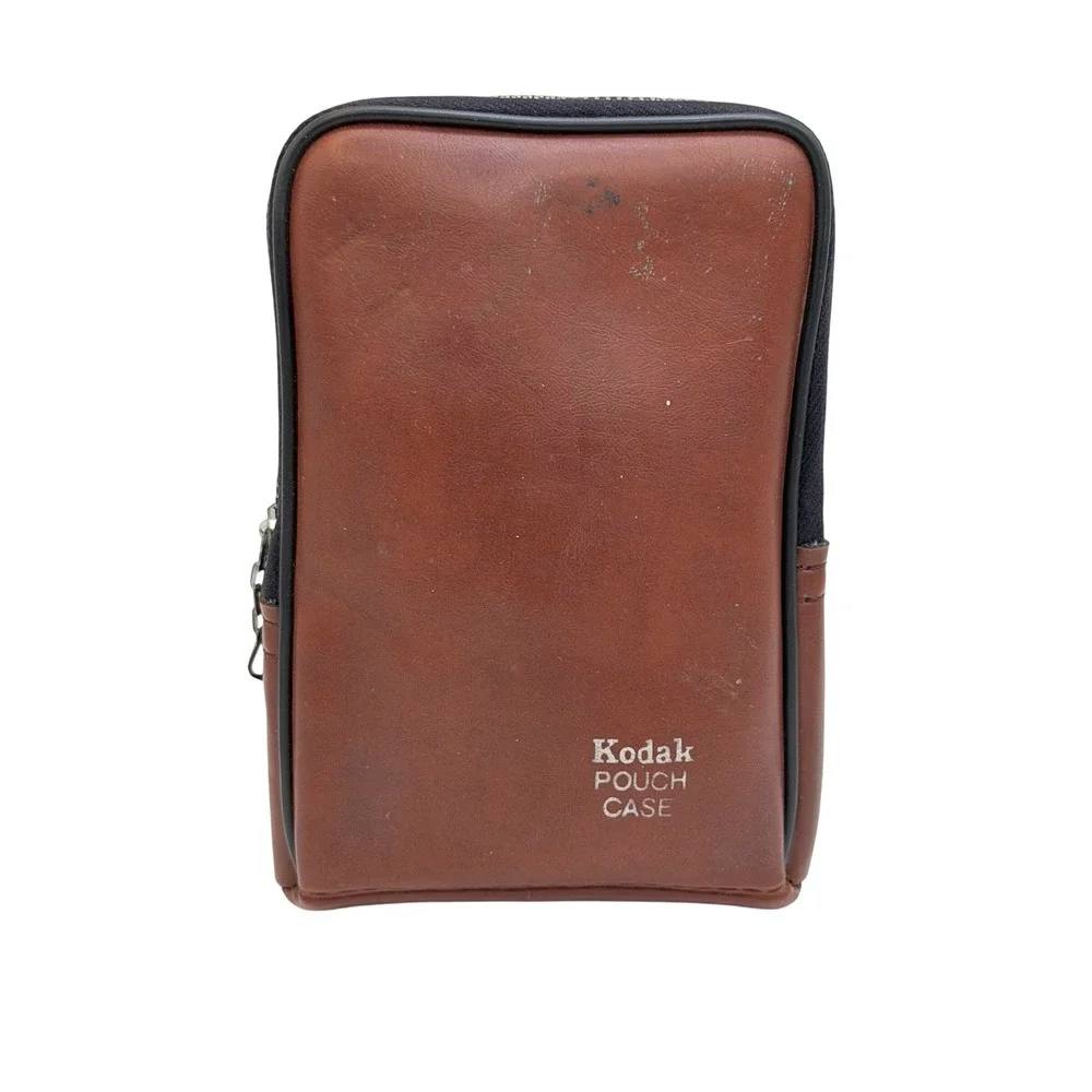 Kodak Pouch Case Brown Faux Leather Vintage Camera Bag Belt Loop Zippered‎